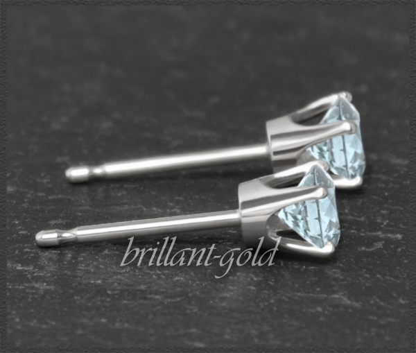 Ohrstecker 585 Gold Aquamarin hellblau 4,5,6,7mm